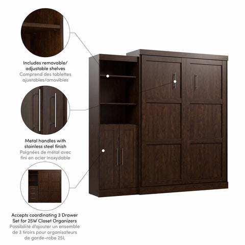 Grand lit escamotable et organisateur de garde-robe avec portes (90L)