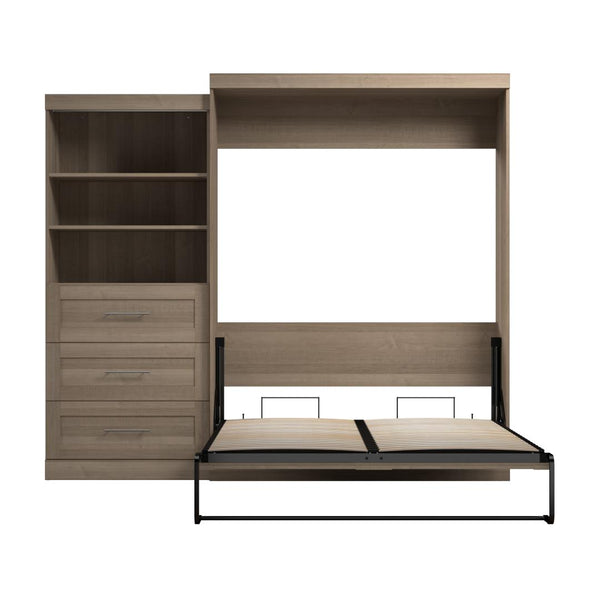 Queen Murphy Bed and Shelving Unit with Drawers (101W)