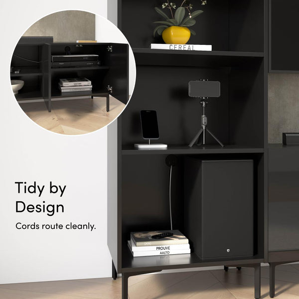 118W Modular Entertainment Center with TV Stand and Media Storage Towers