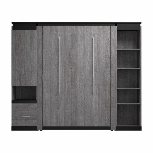 Lit escamotable double avec armoire et tablettes (100L)