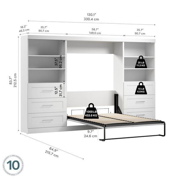Full Murphy Bed and 2 Shelving Units with Drawers (131W)