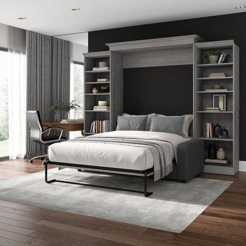 Grand lit escamotable avec canapé et organisateurs de garde-robe (115L)