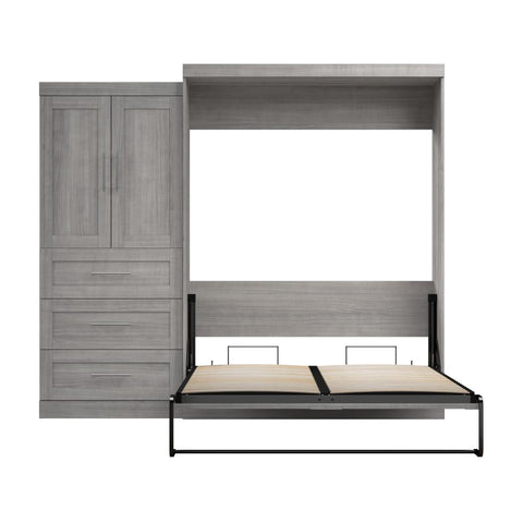 Grand lit escamotable et armoire avec tiroirs (101L)