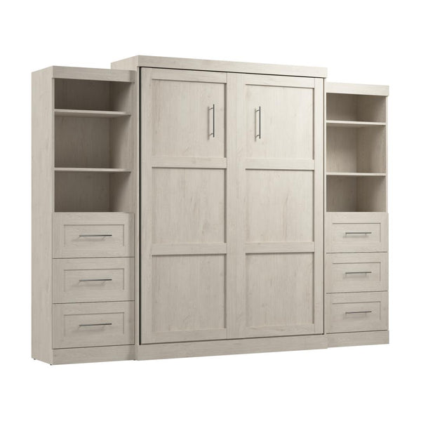 Queen Murphy Bed and 2 Shelving Units with Drawers (115W)
