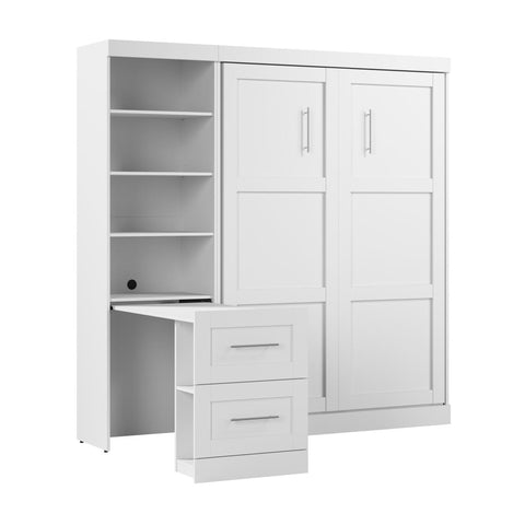 84W Full Size Murphy Bed with Pull-Out Desk