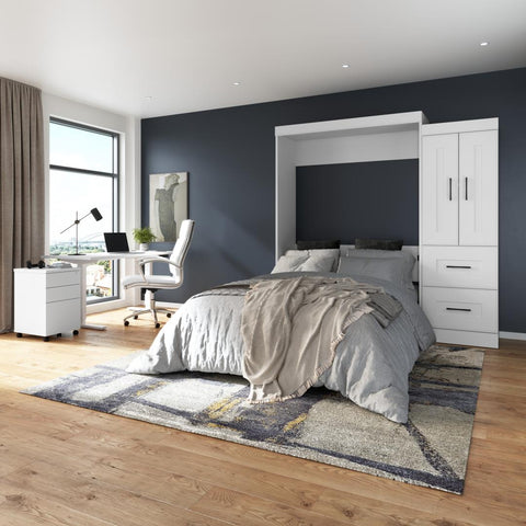 Lit escamotable double avec armoire (85L)