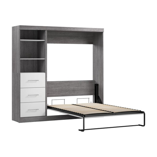 Lit escamotable double et organisateur de garde-robe avec tiroirs (84L)