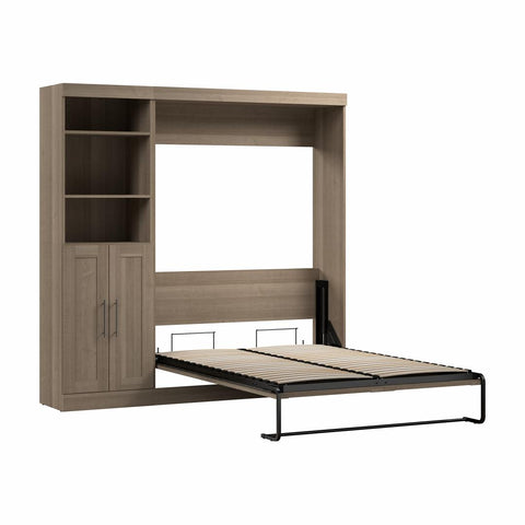 Lit escamotable double et organisateur de garde-robe avec portes (84L)