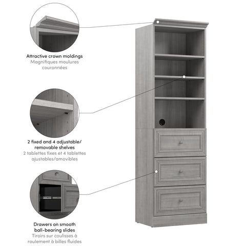 Traditional Closet System with Shelves & Drawers, 25W x 20D