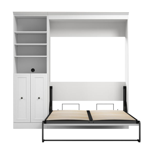 Lit escamotable double et organisateur de garde-robe avec portes (84L)