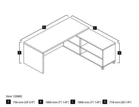 Bureau d’ordinateur en L 72L
