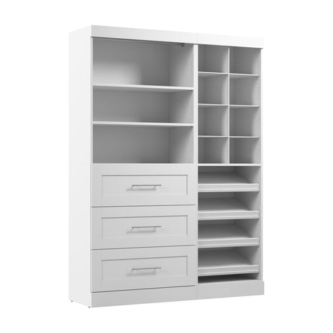 Contemporary Closet System with Drawers, Clothing Rods, Shoe Racks & Cubbies, 61W x 19D