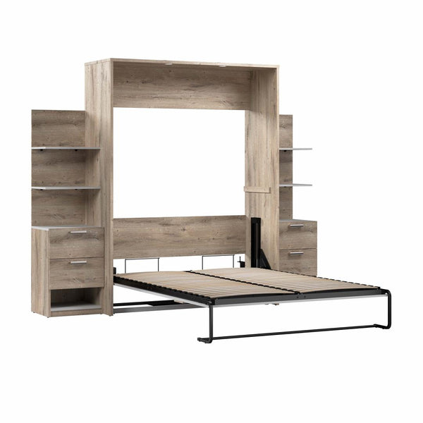Queen Murphy Bed with Nightstands and Floating Shelves (105W)