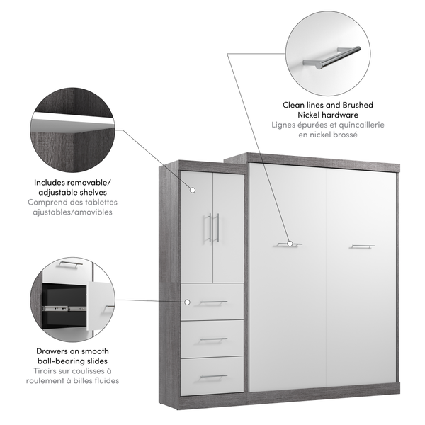 Queen Murphy Bed with Wardrobe (90W)