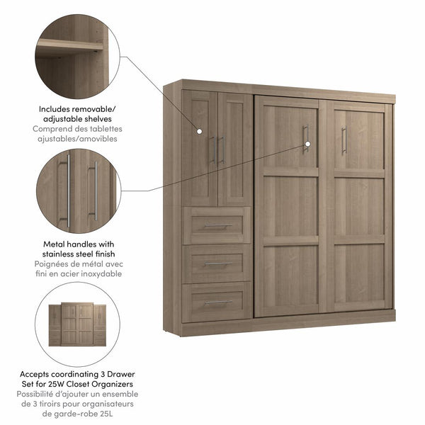 Full Murphy Bed with Closet Organizer with Drawers (84W)
