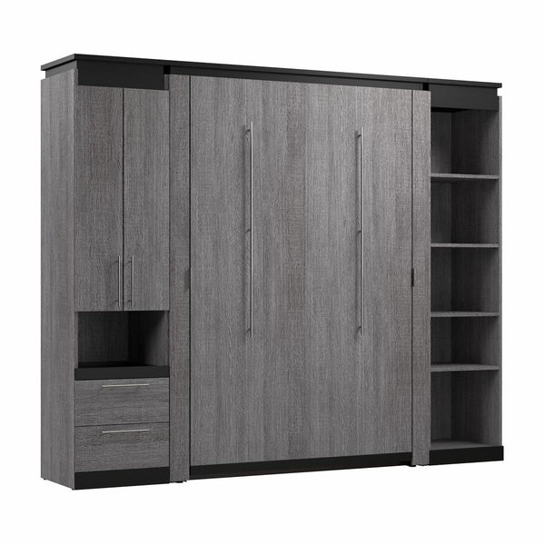 Lit escamotable double avec armoire et tablettes (100L)
