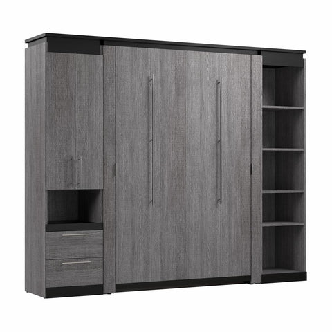 Lit escamotable double avec armoire et tablettes (100L)