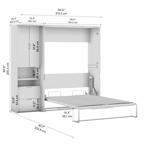 Lit escamotable double avec armoire (84L)