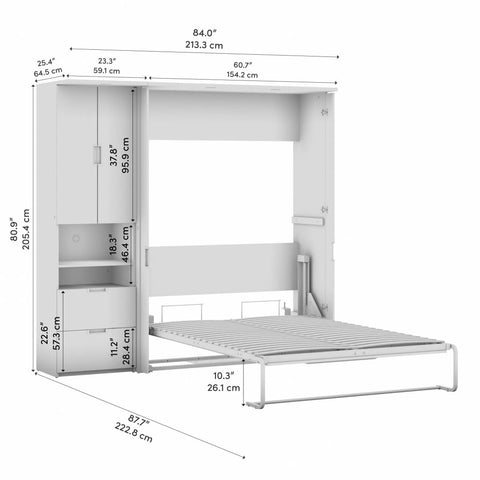 Lit escamotable double avec armoire (84L)