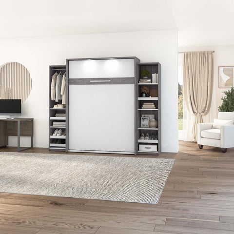 Queen Murphy Bed with 2 Narrow Closet Organizers (105W)