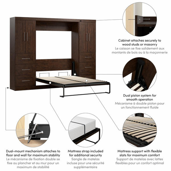 Full Murphy Bed with Closet Storage Cabinets (109W)