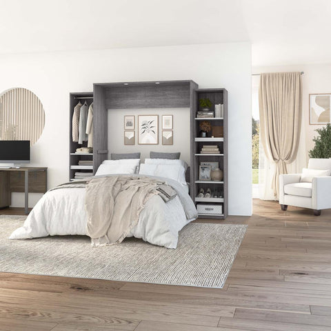 Queen Murphy Bed with 2 Narrow Closet Organizers (105W)