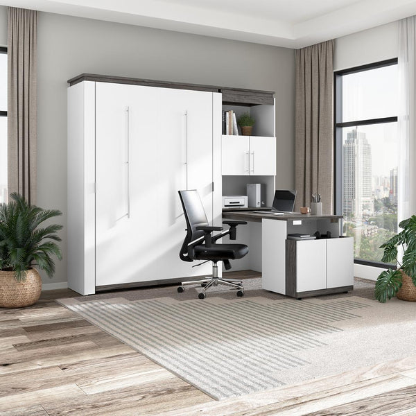 Lit escamotable double avec armoire et bureau rétractable (91L)