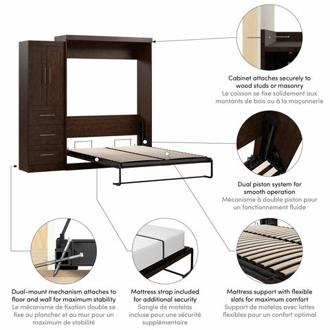 Queen Murphy Bed with Closet Storage Cabinet (89W)