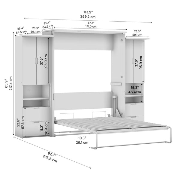 114W Queen Murphy Bed with 2 Storage Cabinets