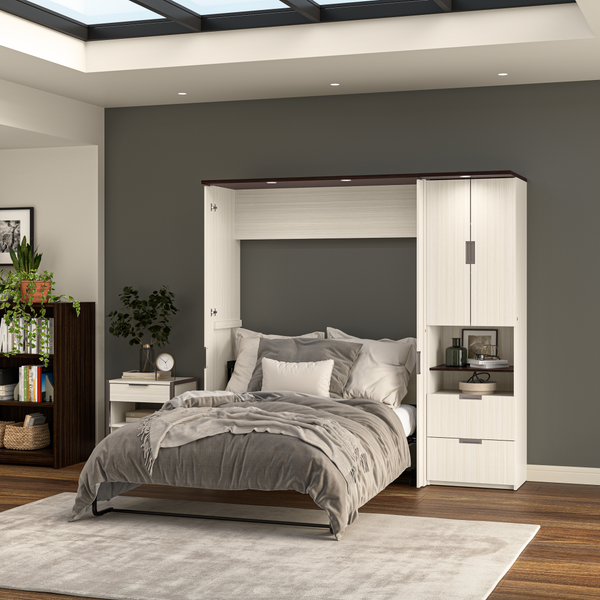 84W Full Murphy Bed with Storage Cabinet