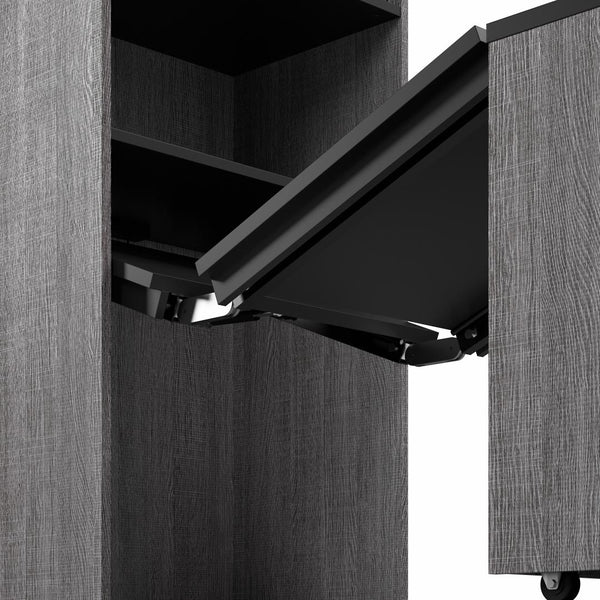 30W Tall Storage Cabinet with Doors and Fold-Out Desk