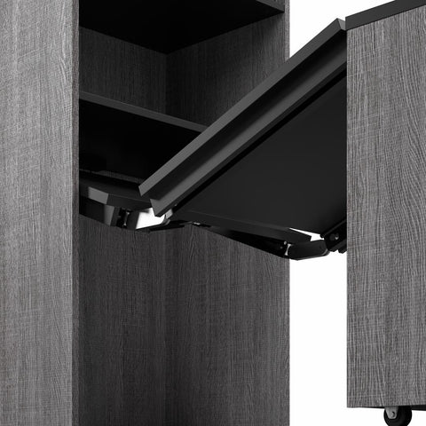 30W Tall Storage Cabinet with Doors and Fold-Out Desk