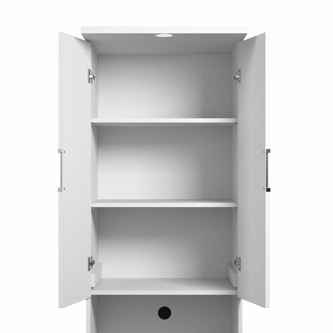 24W Tall Storage Cabinet with Doors and Drawers