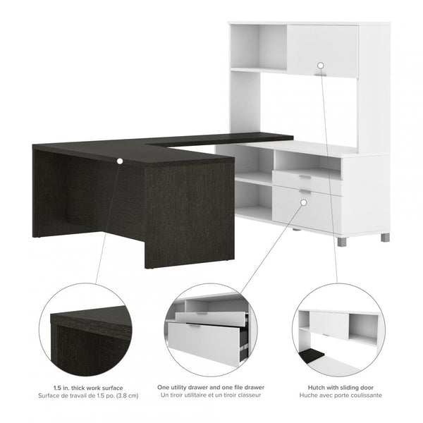 Bureau de direction en U 72L avec huche