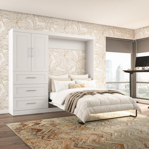 Lit escamotable double et armoire avec tiroirs (95L)