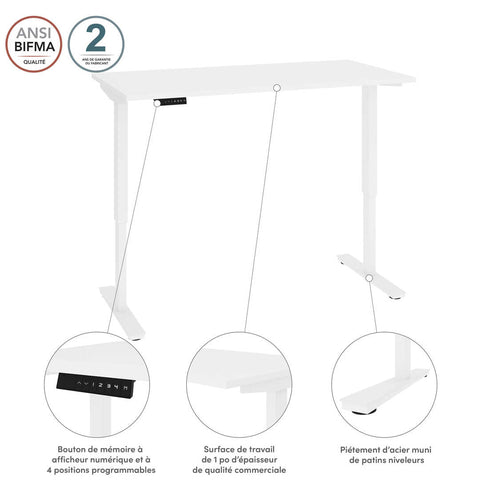 Bureau assis-debout électrique 60L x 30P