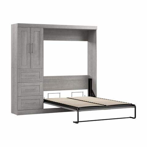 Lit escamotable double avec organisateur de garde-robe avec tiroirs (84L)