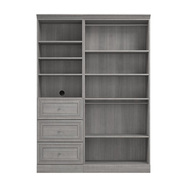 Traditional Closet System with Shelves, Drawers & Clothing Rods, 61W x 20D