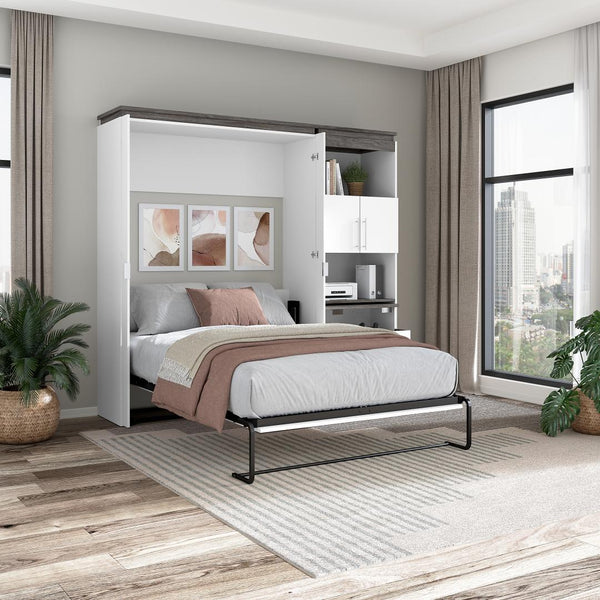Full Murphy Bed with Storage Cabinet and Fold-Out Desk (91W)