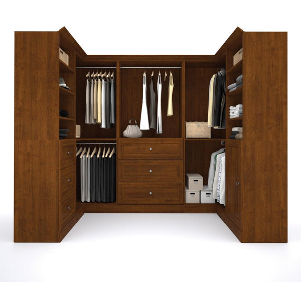 Traditional U-Shaped Closet System with Shelves, Drawers, Clothing Rods, Doors & Cubbies, 108W x 61D