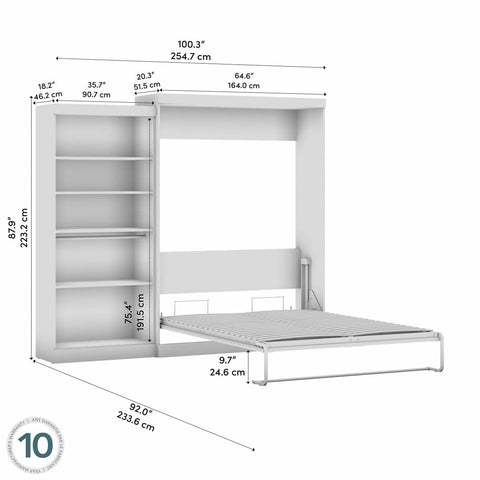 Grand lit escamotable avec organisateur de garde-robe (101L)