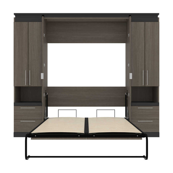 Full Murphy Bed and 2 Storage Cabinets with Pull-Out Shelves (99W)