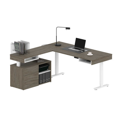 72W L-Shaped Standing Desk with Credenza