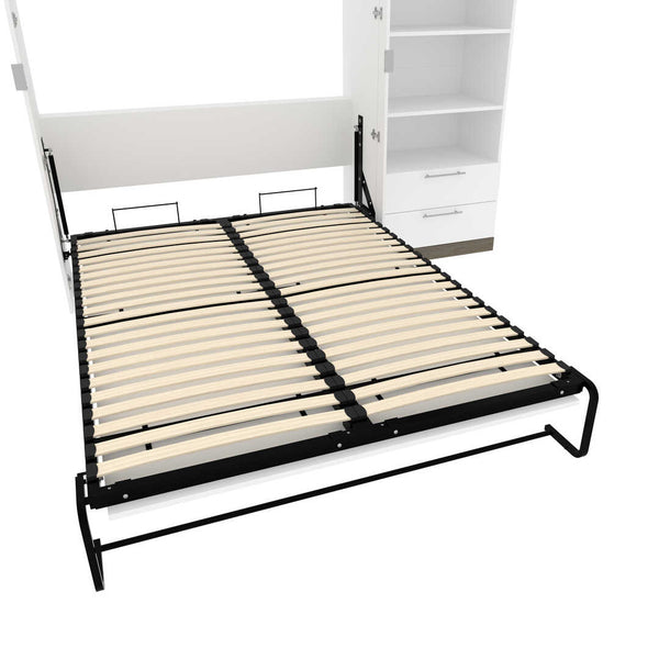 Grand lit escamotable avec tablettes et tiroirs (97L)