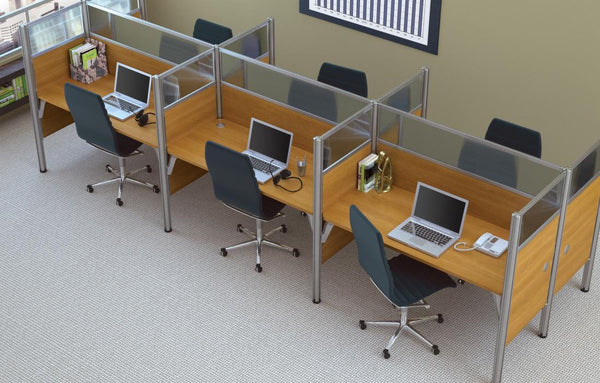 6-Person Office Cubicles with High Privacy Panels
