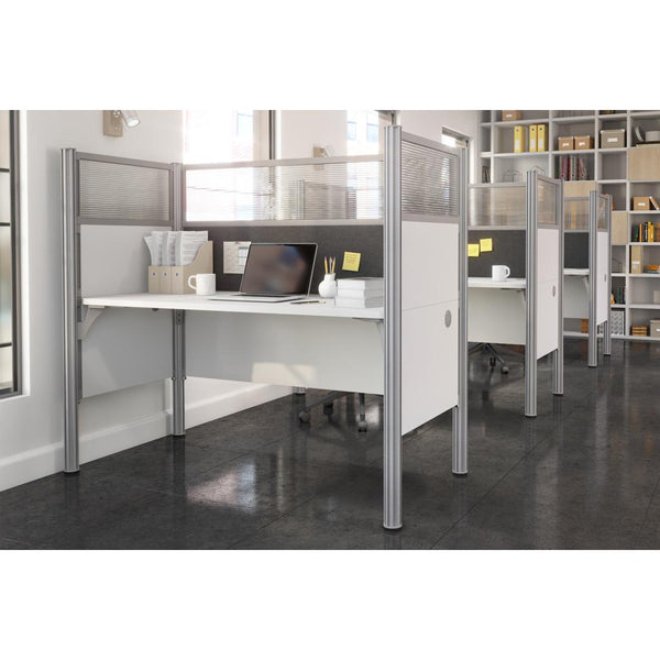 63W Single Office Cubicle with Gray Tack Board and High Privacy Panels