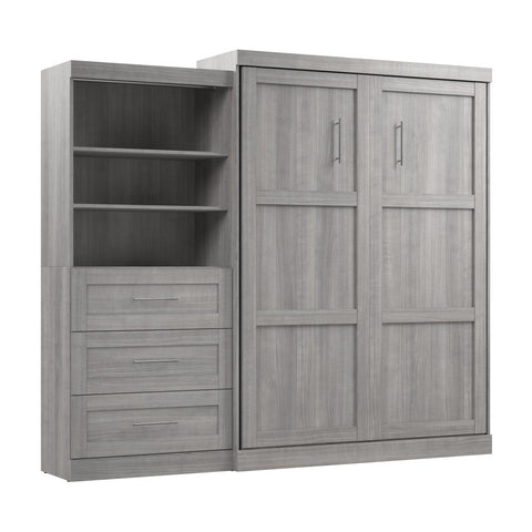 Queen Murphy Bed and Shelving Unit with Drawers (101W)