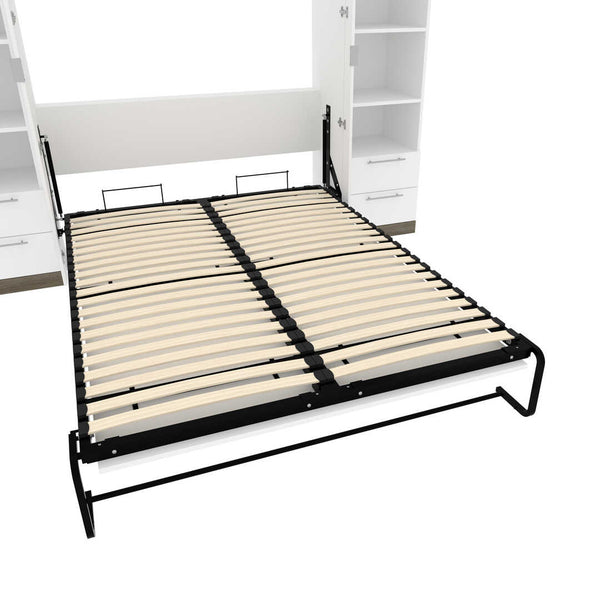 Grand lit escamotable avec tablettes et tiroirs (106L)