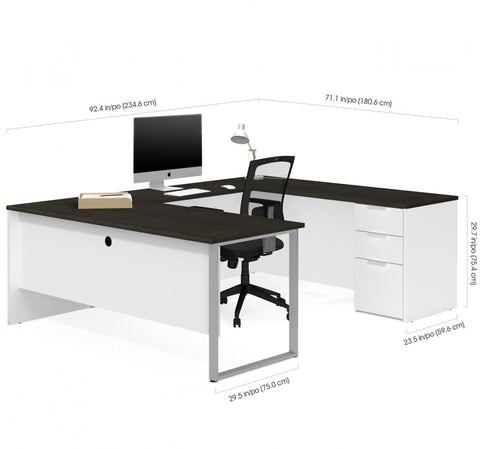 72W U-Shaped Executive Desk with Pedestal