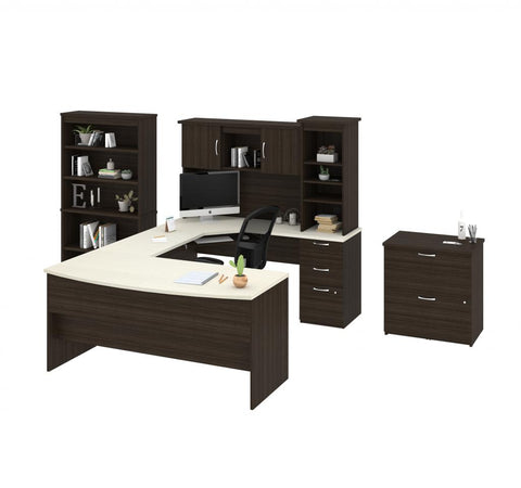 U or L-Shaped Desk, 1 Lateral File Cabinet, and 1 Bookcase